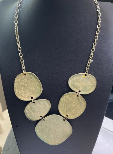 Unique Boho Mustard Yellow Mushroom Flower Bib Necklace Abstract Art - Picture 5 of 9