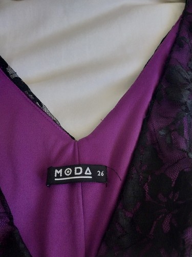 TARGET MODA Womens Sleeveless Dress Purple & Black Lace Cocktail Party Size 26 - Picture 5 of 17
