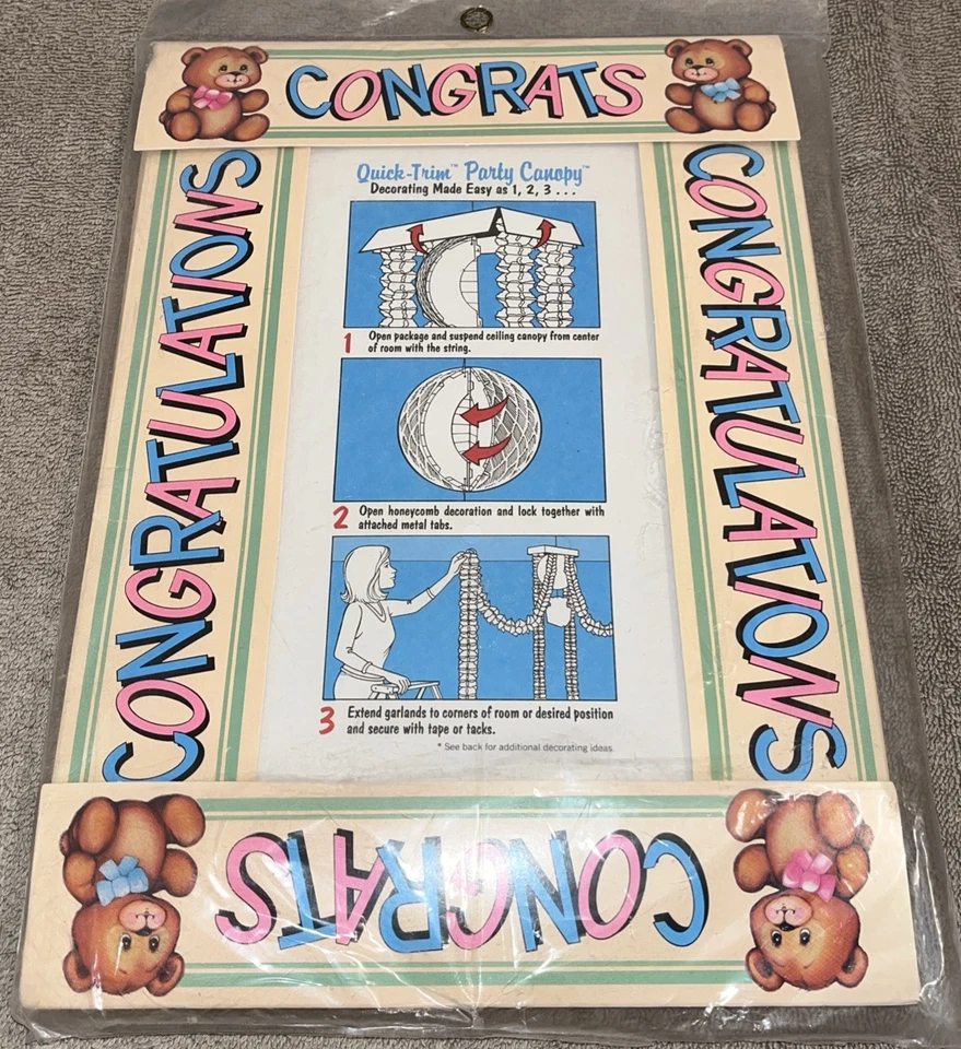 Cubiertas de toldo de colección 1993 NOS 20' X 20' revelan género decoraciones de baby shower Foto 3 de 3