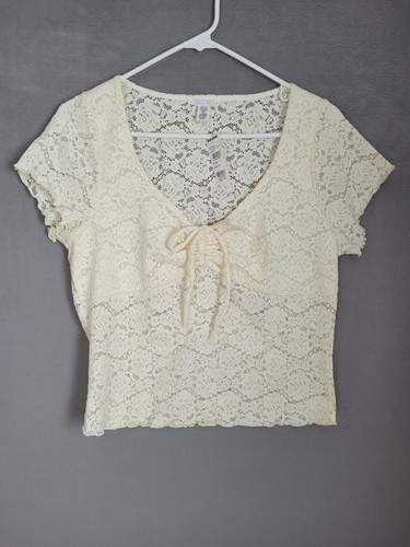 FULL TILT Cinch Lace Womens Tee Ivory Top Size XXL - Picture 2 of 4