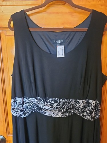 Perceptions Women's Black & White Sleeveless Stretchable Midi Dress Size 22W NWT - Picture 2 of 6