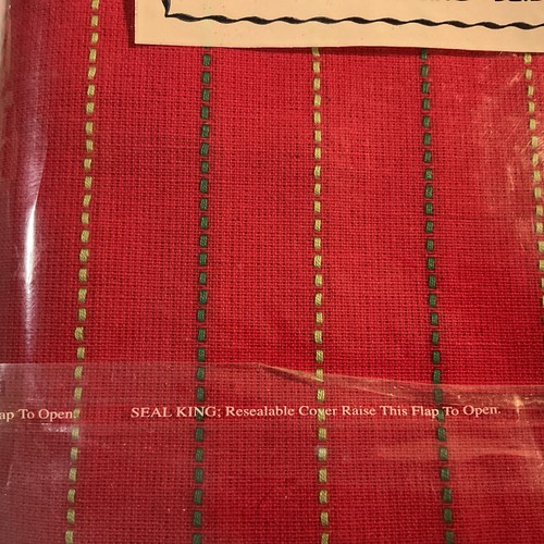 Holiday Cotton Tablecloth 60x102" Oblong Striped Red Lime Green New Christmas - Picture 6 of 8