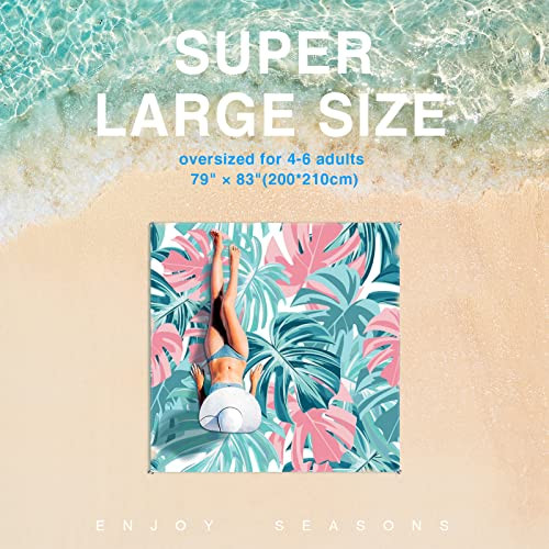 Beach Blanket, Waterproof Sandproof Beach Mat Oversized 79 X 83 Inch for 4-6 - Picture 3 of 7