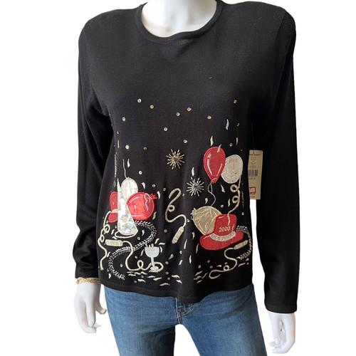 Suéter Bordado Vintage Y2k Fiesta Nochevieja 2000, M - Imagen 1 de 8