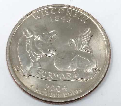 L@@K A 2004 Wisconsin Quarter Rim Cud & Struck Through Error! - Picture 8 of 8