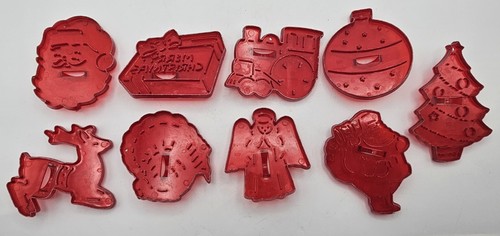 Cortadores de galletas de plástico rojo HRM de colección ~ Lote de 9 cortadores de galletas navideñas  - Imagen 1 de 18