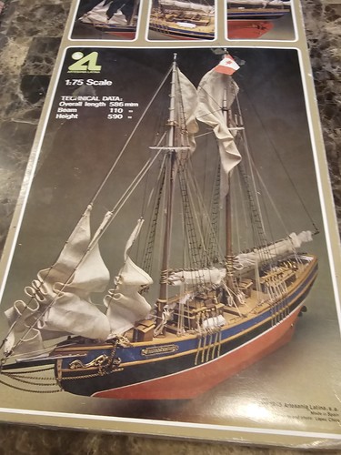 Vintage 1985 Artesania Latina 20500 1:75 scale Bluenose II wooden model ship kit - Picture 3 of 15