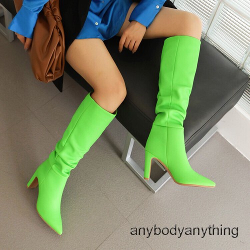 Women's Fashion Pointy Toe High Heel Pull on Knee High Slouchy Boots Shoes GSMQ - Bild 8 von 22