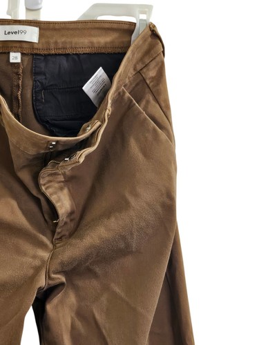 Pantalones ajustados marrones Level 99 para mujer talla 28 cremallera en el tobillo elásticos entrepierna 33" - Imagen 9 de 12