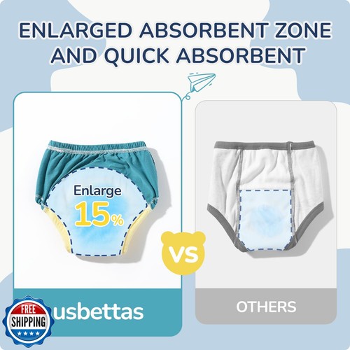 usbettas Kleinkind Töpfchen Trainingsunterwäsche für Jungen 3T, weiche Baumwolle wiederverwendbar P - Bild 2 von 5