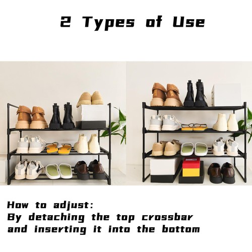 3-stufiger wendbarer Metall Schuhregal Organizer für Eingang Schrank Haustür - Bild 2 von 7