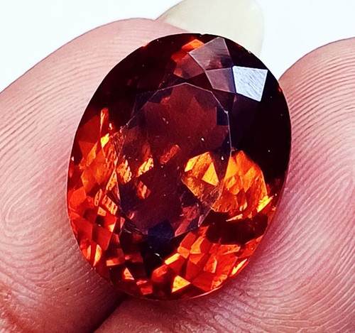 Natural Hessonite Garnet 17.50 Ct Oval Shape Certified Loose Gemstones - Picture 2 of 7