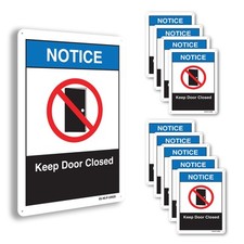 Keep Door Closed ANSI Notice Sign Metal, Plastic, Or Decal - 5 or 10 Pack