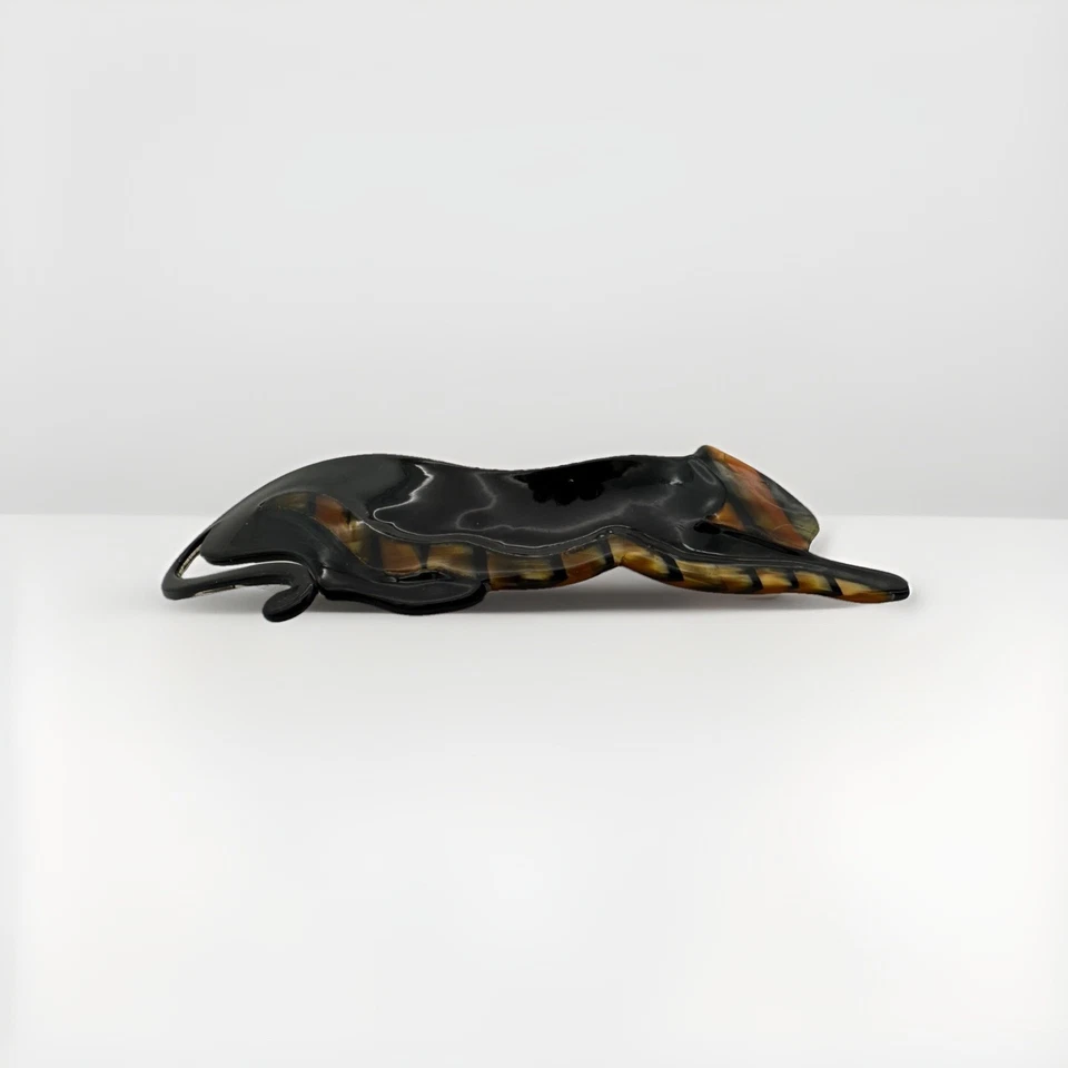 Broche genuino Lea Stein. Pantera - Negro y Ámbar Foto 2 de 4