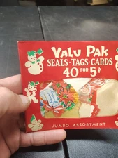 vintage christmas 1950's tags seals Tags Cards New Sealed Dennison Usa