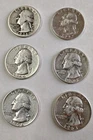 Washington 90% Silver Quarters-lot of 6 various Dates And Mints $1.50 FV W 77