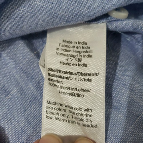 J Crew Classic Men’s Button-Down Short Sleeve Shirt Irish Linen Blue Size L - Picture 7 of 10