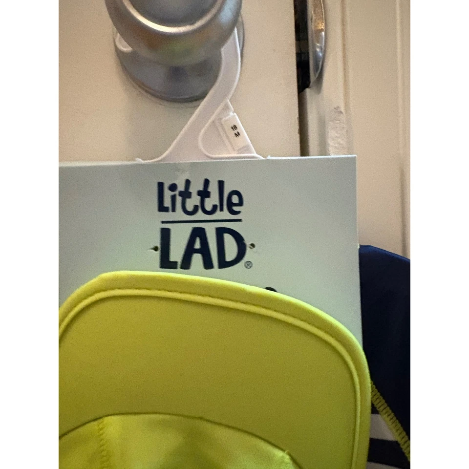 New Little Lad Baby Boys Swimsuit Set 2 Piece Rash Guard Striped Hat NWT - Image 3 of 4