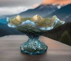 Vtg Westmoreland Blue Opalescent Carnival Glass 6-1/2” “File &Fan” Footed Bowl