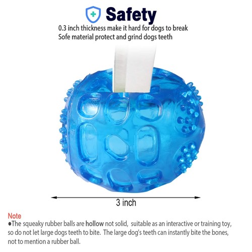 ACEONE Dog Squeaky Ball Pet Squeak Chew Bouncy Rubber Toy Balls for Small Medium - Picture 3 of 7
