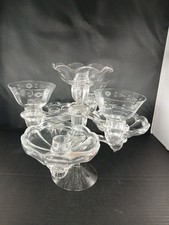 Vtg MCM Cambridge Glass Clear Epergne Bowls, Vases, Holders, 10pc NICE PC