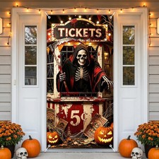 Halloween Evil Circus Door Cover Circus Theme Bloody Scary Backdrop Banner Party