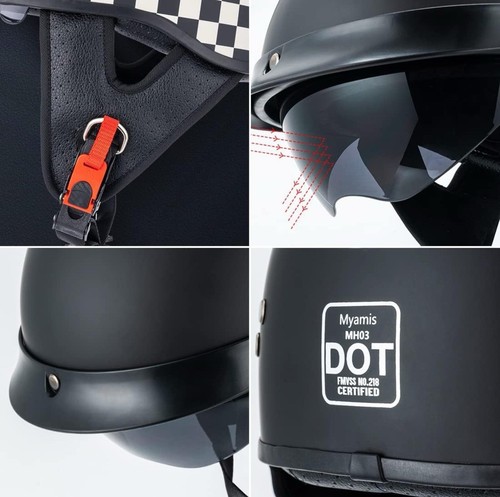 Half Helmet Motorcycle Men Women Adult Dot Certified Fiberglass Half Shell 2XL - 第 4/4 張圖片