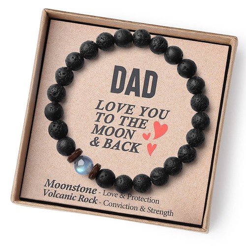 Volcanic Stone Bracelet, Men's Beaded Bracelet, Father's Day Gift, Birthday _dy - Picture 4 of 9