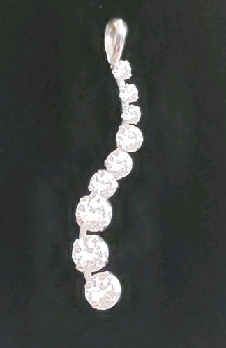 Gorgeous 14kt White Gold & Cubic Zirconia Journey Pendant - 0.8 Grams  - Picture 3 of 4