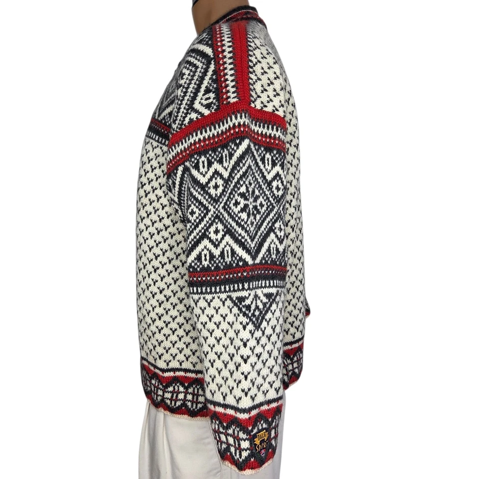 Suéter Pullover Dale of Norway 1/4 Cierre Para Hombre Grande Esquí Nórdico Gris Marfil Foto 4 de 4