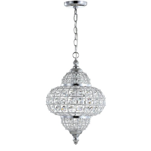 JONATHAN Y Juliette 12 in. 1-Light Chrome Crystal/Metal LED Chandelier Pendant - Picture 3 of 12