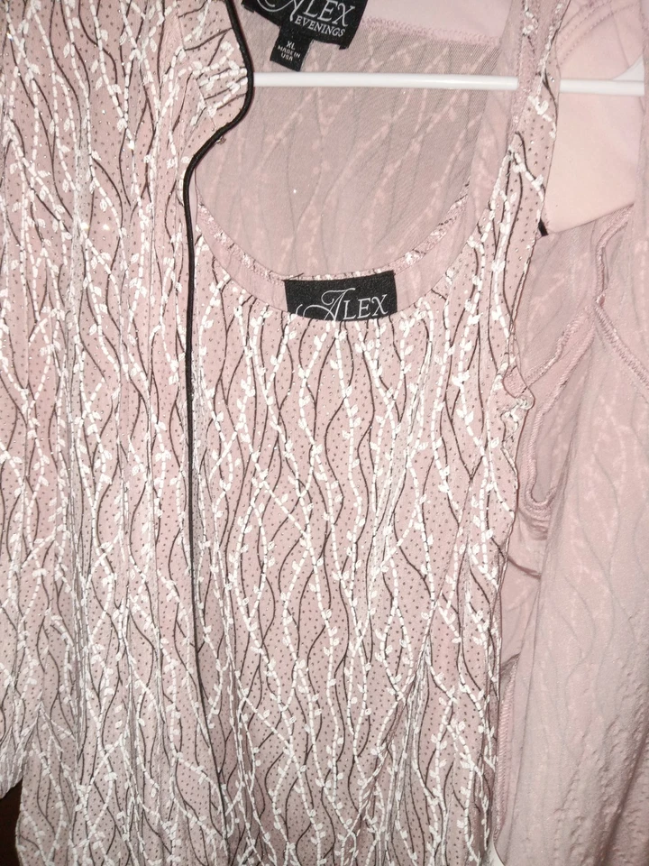 Alex Evenings 双套夹克和背心 XL 码贝壳粉色/在线售罄 — 第 2/4 张图片