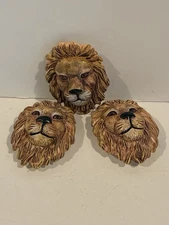 Set Of 3 Vintage Lion Head Button Covers
