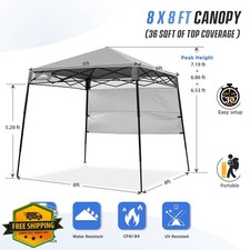 EAGLE PEAK 8x8 Pop Up Canopy Tent Light Gray with Sidewall