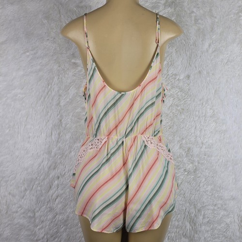 Victoria's Secret Medium Striped Sleeveless Short Pajama Romper Feminine - Picture 5 of 11