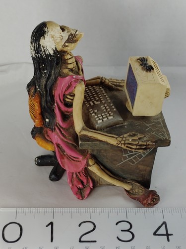 Vtg Die Hard Surfer Skeleton Computer Surfed Too Long WUI 1999 Internet Statue - Bild 2 von 6