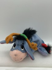 Vintage Winnie The Pooh Eeyore Bean Bag Plush 7" Christmas Themed With Antlers