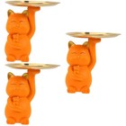  3 Count Indoor Cat Statue Ornament Decorative Tray Key Dish for Entryway Table