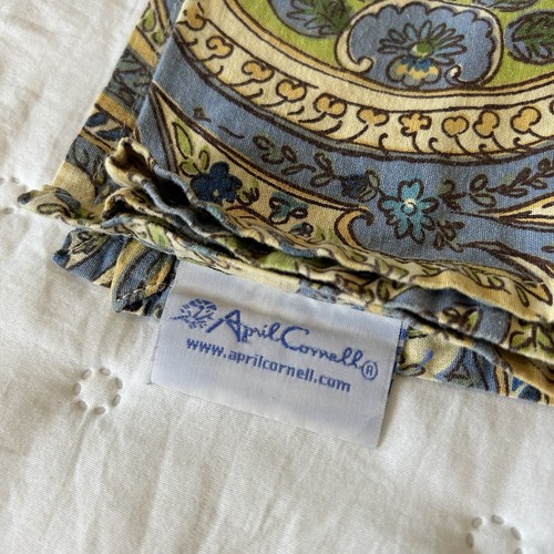 Vintage April Cornell Cotton Napkins Blue And Yellow Paisley Set Of Two - Picture 2 of 5