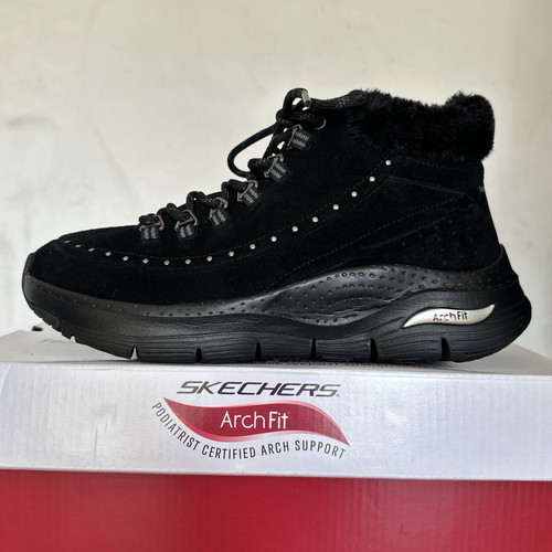 SKECHERS Arch Fit Stiefeletten Schwarz Damen Größe UK 6,5 EU 39,5 Wildleder Kunstfell. " - Bild 10 von 14