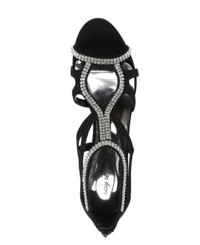 NWOB Easy Street Alive 5 Dance Flex Evening Black Rhinestones Shoe Size 9W Wide - Picture 5 of 12
