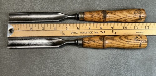 2 Vintage Buck Brothers 1” Straight Half Tang Gouge Chisels - Picture 6 of 9
