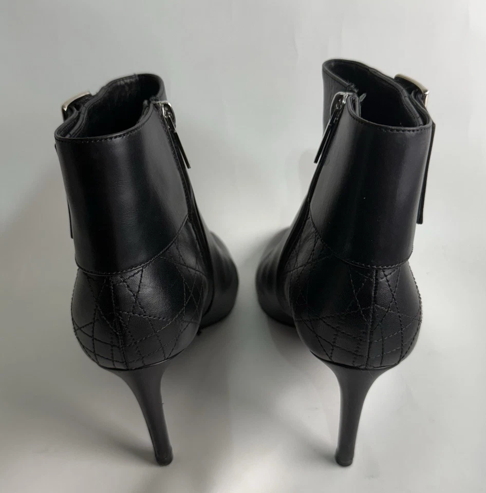 Christian Dior Negro Gráfico Bota Tacones Bajos Talla 39.5 Italia Diseñador De Colección Y2K Foto 2 de 4