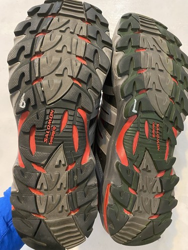 Women’s Salomon Gore Tex 643001 Low Top Hiking Red Gray Shoes Size 8 - 第 6/12 張圖片