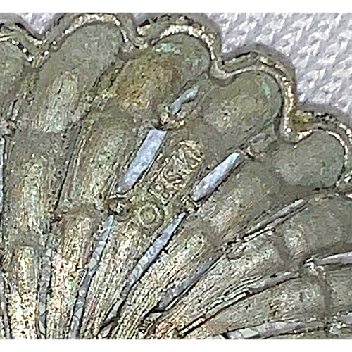 Vintage BSK Silver Ribbed Brooch Swirl Wreath Hair Brooch Scarf Dress Clip PIN - Picture 10 of 13