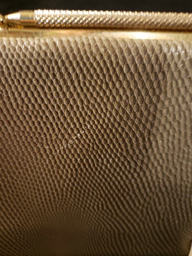 Vintage L AND M Taupe Colored Simulated Snake Skin Clutch Purse Unique Vintage - Picture 2 of 12