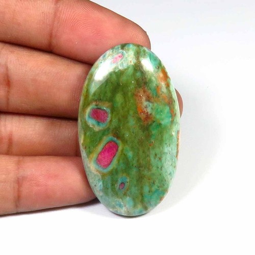 Ruby Fuchsite Smooth Oval Gemstone 42x25mm Natural Ruby Cabochon 51Cts DIY RS-71 - Picture 7 of 11