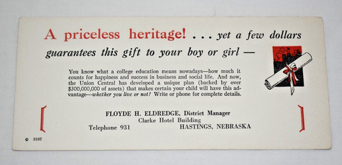 Lote de 5 Blotter de tinta publicitaria Floyde H Eldredge Ins Hastings, Nebraska años 40 - Imagen 5 de 7