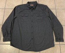Men's XL Wrangler Gray Long Sleeve Buttoned Stretch Chambray Shirt Grey