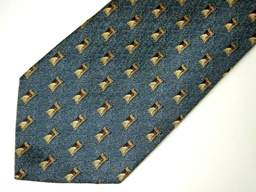 Vintage Roundtree & Yorke Herrenkrawatte Krawatte blau gold geometrisch Seide 59 Zoll - Bild 1 von 4